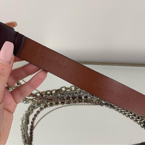 COLDWATER CREEK 90s Dark Brown Leather Bohemian Layered Multi Chain Drape Belt - Picture 8 of 8